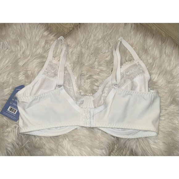 Playtex 8971 Full Coverage Bra Unpadded Lace Underwire Womens 38D White New Nwt - Picture 4 of 6
